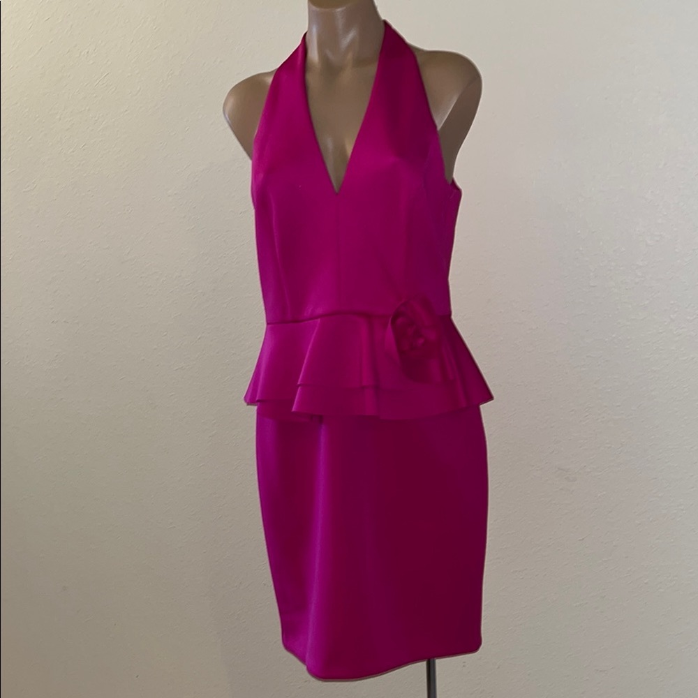 Fuchsia Pink elegant sleeveless peplum dress